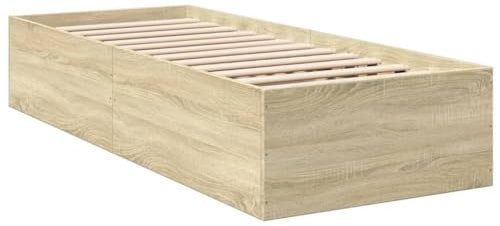 vidaXL Bettgestell, Bett Einzelbett für Schlafzimmer, Bettrahmen mit Lattenrost, Schlafzimmerbett Modernes Design, Sonoma-Eiche 90x200cm Holzwerkstoff