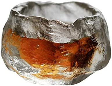 Whiskey Tumbler Water Glasses Whiskey Glass Japanese Hand-Blown Frozen Burnt Glass Wine Glass Irregular Transparent Sake Glass 100ml Unbreakable Personalised Gift