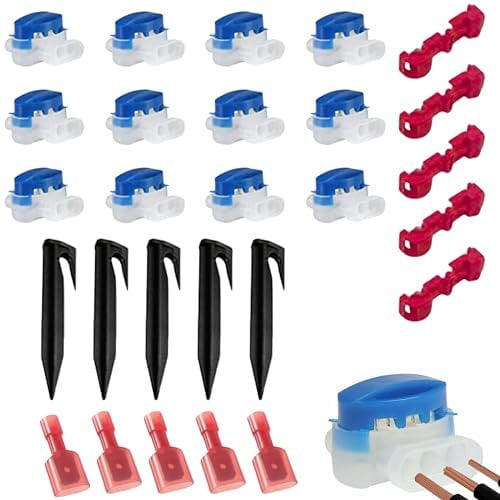 AUCANNIO 27 PCS Waterproof Wire Connectors, Lawnmower Cable Repair Kit with 12 PCS Connection Terminals for Robotic Lawn Mower Automower Outdoor Garden Irrigation