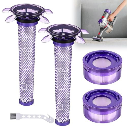2 Pezzi V8 Filtro per Dyson,Filtro Ricambi per Dyson V7 V8 Aspirapolvere Absolute Animal Motorhead,2 post-filtri e 2 pre-filtri applicabili agli Dyson V7 V8, 1 spazzola per la pulizia