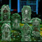 Kazaigou 6 Stück Halloween Deko Grabstein mit 6 Stück 3Meter Lichterkette, Grabstein Halloween Deko Grabstein Groß, Halloween Deko Outdoor XXL Grabstein Deko Leuchtende Grabstein Halloween für Garten
