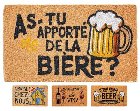 LUA VIKA Coconut Doormat Outdoor and Indoor Floor Mats Front Door Mat Funny Doormat Outdoor Door Mats Coconut Mat 40 x 70 x 1.5 cm Beers