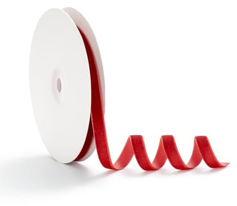 AOKSUNOVA Samtband Geschenkband Samt 1cm x 9m Schleifenband Samtbänder Geschenkbänder Bordeaux Rot Samt Band