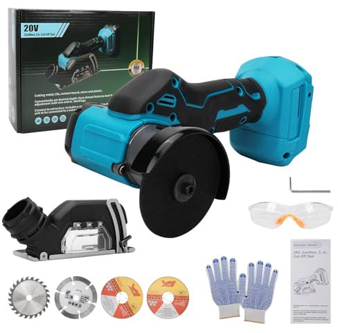 Mini smerigliatrice angolare a batteria compatibile con batteria Makita da 18 V, 20000 giri/min, 76 mm, smerigliatrice angolare senza spazzole con 2 dischi abrasivi, 2 dischi da taglio, antipolvere,