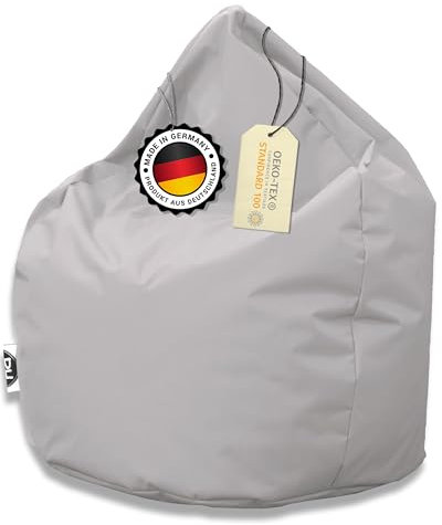 PATCH HOME Sitzsack Tropfenform – Beanbag - Mit Styropor-Füllung, Wasserabweisend, für Indoor & Outdoor, für Kinder und Erwachsene (Grau, Jumbo)
