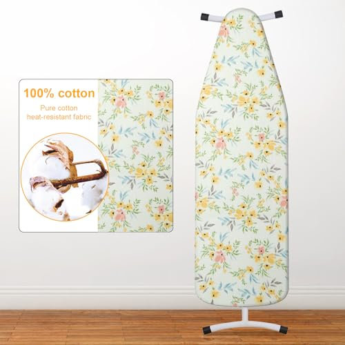 Lvjkes Funda Tabla de Planchar,Funda para Tabla de Planchar Easy Fit,Funda elástica para Tabla de Planchar,Funda para Tabla de Planchar con Parte Superior de algodón 100%,Jazmín de invierno,135 x 56cm