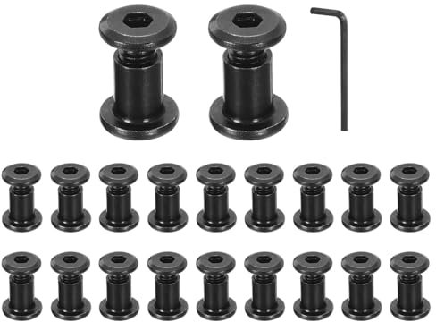 QUARKZMAN 20 Set Bulloni Testa Esagonale M6x10mm con Dado e Chiave Esagonale, Bulloni e Viti per Connettori Mobili per Cintura a Scomparsa, Nero