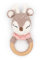 Greifling personalisiert mit Namen - Holz Beißring Baby gehäkelte Tiere - Babyrassel - Babygeschenke zur Geburt für Mädchen/Jungen - Baby Erstausstattung Neugeborene (Reh rosa)