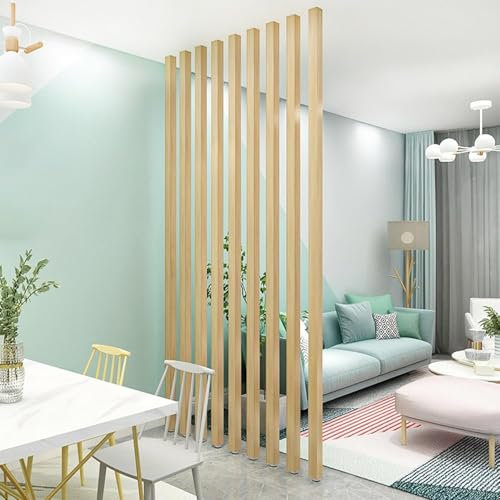 AVLLSO Raumtrenner Sichtschutz Holzlatten-Raumtrenner Raumtrenner Pole, Vom Boden bis zur Decke/Gegenwand Wandpfeiler für Home Office/Esszimmer/Wohnzimmer(215cm/7.1ft/84.6 High)