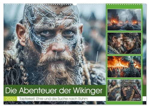 Die Abenteuer der Wikinger (Wandkalender 2026 DIN A2 quer), CALVENDO Monatskalender: Die Helden der Nordmeere sind die Wikinger, die unerschrockenen ... der Skalden fortleben. (CALVENDO Menschen)