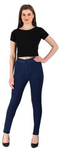 Flexarise Women’s Skinny Fit Jeggings – High Waisted Stretch Denim Jeans for Women UK with Elasticate Waist & Pockets – Pull On Casual Trousers- Blue (Size-20)