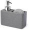 TIENDA EURASIA – Dispensador Jabon Cocina | Incluye Estropajo | Capacidad 150 ml | Polietileno, Vidrio, Resina y Cerámica | Color Gris Oscuro y Plateado | Medidas 14x6x8 cm