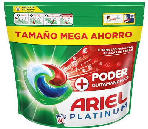 ARIEL PODS Platinum Detergente Lavadora Liquido 120 Capsulas/Pastillas, Jabon Extra Poder Quitamanchas, Limpieza Profunda