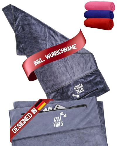 MüggenStick personalisiertes Gym Towel 50x100 cm, Gym Towel - ideal als Fitnesshandtuch, Badehandtuch, Reisehandtuch & Strandtuch, kompakt, leicht & schnelltrocknend (Grau, personalisiert)