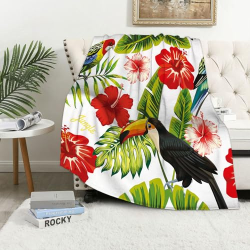 MAAPCHP Kuscheldecke Flauschig Decke Fleecedecke Tropischer Vogel Tukan und mehrfarbige Wohndecke Warm Winter Weich,Decke Couch Blanket,Wohn- & Kuscheldecken 150 x 200 cm,Sofa überwurfdecke