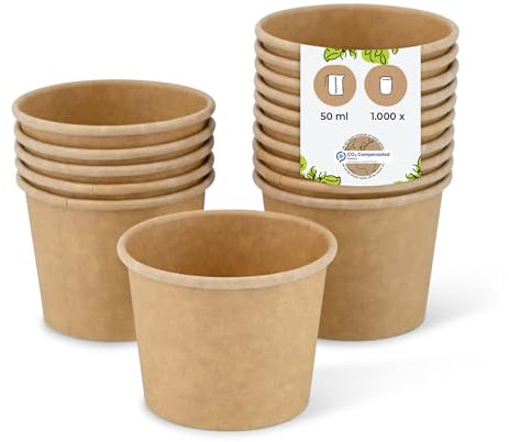 BIOZOYG Portionsbecher 1000 Stück 50 ml braun - Pappbecher PE-beschichtet, to go Becher, Candy Bar, Dipschalen, Einweggeschirr - Alternative zum Plastikbecher, Dessertschalen für heiß und kalt