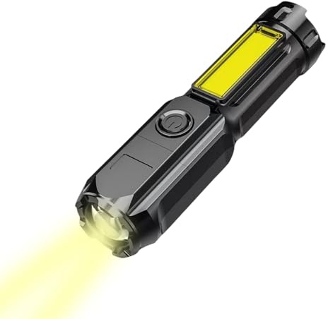 Portable Flashlight - Long Lasting Strong Touch, Adjustable Focus Flashlight | Waterproof Zoomable Accessory, Multi-Functional Long-Range Portable Strong Flashlights for Adults, Camping (12.8x3cm)