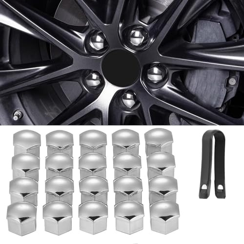 yaohaishao 20 Pièces Capuchons D'écrou de Roue pour Citroen C4 Aircross 2012-2017, Protection pour Écrous de Roue de Voiture Capuchons de Protection pour Écrous,Silver-17mm