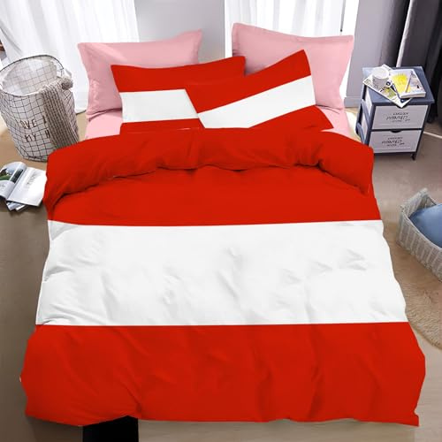Bettwäsche 135 X 200 cm 2 Teilig Minimalismus, Bettbezüge 2 Er Set Mit Kissenbezüge 80X80 cm, Bettwäsche Sets Österreichische Flagge Nationalflagge Aus Mikrofaser Mit Reißverschluss Weich