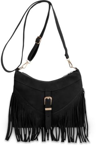 Zyronn Damen Fransen Tasche, Vintage Schultertasche Western Fransen Umhängetasche Crossbody Tasche Pu Leder Kleine Umhängetasche Damen Arbeit Shopper Reise Tote Beutel