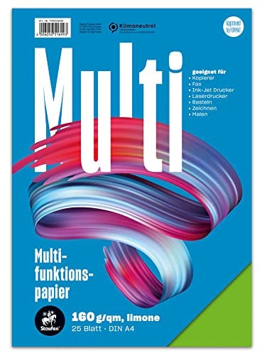 Staufen Style Multifunktionspapier - DIN A4, 25 Blatt, Farbe: limone, 160g/m² Qualitätspapier, 1 Stück