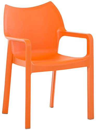 CLP Kunststoff-Gartenstuhl Diva mit Armlehnen I XXL- Kunststoffstuhl mit Einer Belastbarkeit von 160 kg, Farbe:orange