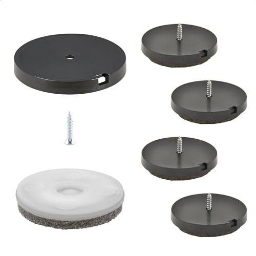 Wagner QuickClick® Filzgleiter Möbelgleiter Stuhlgleiter 4er-Set zum Anschrauben - 4X Basis+Schraube+Gleiteinsatz austauschbar - Wollfilz Ultrasoft - Durchmesser Ø 50 mm - Made in DE - 15808800