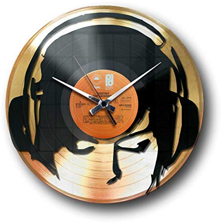 DISC'O'Clock Shallplattenuhr Djane@Work Gold - Lautlos Wanduhr, einfach aufzuhängen. 100% Made in Italy Handwerkliches Produkt