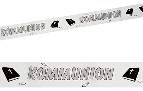 alles-meine.de GmbH 3 Stück Absperrband je 15 m - Kommunion ! - wasserfest/für Innen & Außen - Dekoband auch als Tischdeko - Folie - zur Feier - katholische Kirche/Erst..
