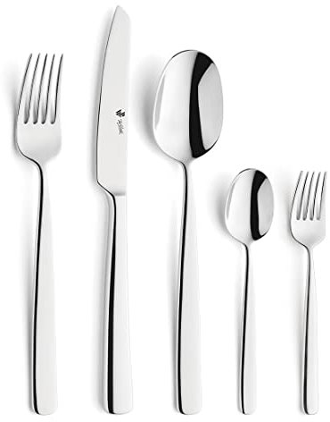 PW Paul Wirths COMO Besteck Set 12 Personen | 60-teilig | Klingenstahl 13/0, Edelstahl 18/10 | Spülmaschinenfest | Besteckset 12 Personen | Essbesteck | Tafelbesteck