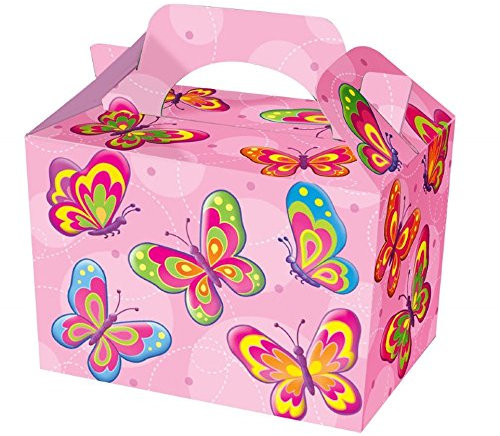 10 Animal Themed Food Boxes Picnic Carry Meal Box Kids Birthday Party Bag Plate (Butterfly)
