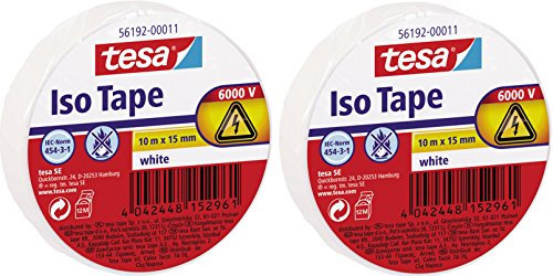 Tesa 56192 ISO Tape - Isolierband, 10 m x 15 mm 2 Rollen bianco