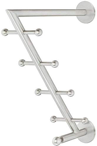 Design Wandgarderobe paneel Garderobenarm Edelstahl Garderobenkonsole Kleiderhaken - Modell HERA | Edelstahl gebürstet massiv | MADE IN GERMANY | 1 Stück mit Befestigungsmaterial - Kleiderlüfter