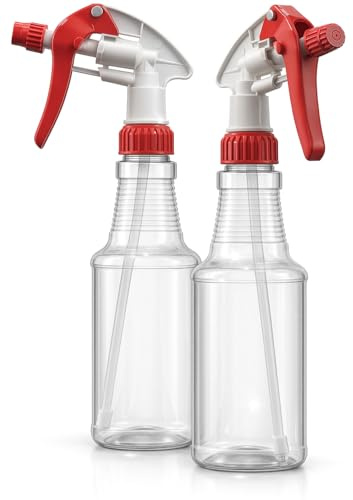 Bar5F Empty Plastic Spray Bottles 16-Ounce BPA-Free Food Grade Crystal Clear M-Series Fully Adjustable Sprayer (not for oil), 2-Pack