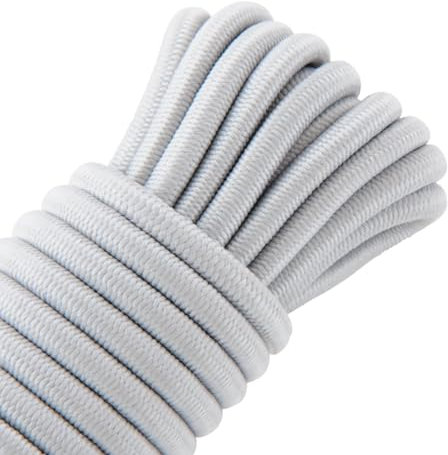 TENDAGGIMANIA Corde Elastique Tendeur Bache Blanche 3 MÈTRES - Corde Elastique 8mm ∅ Made in Italy pour INTÉRIEUR/EXTÉRIEUR Bache, Nautique, Camping - ALLONGEMENT 100% - Stabilisé aux UV