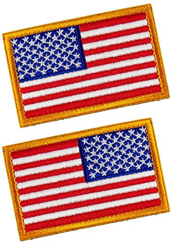 Tactical Patches of USA US American Flag Regular and Reverse, with Hook and Loop for Backpacks Caps Hats Jackets Pants, Military Army Uniform Embleme, Size 3x2 Inches, Pack of 2