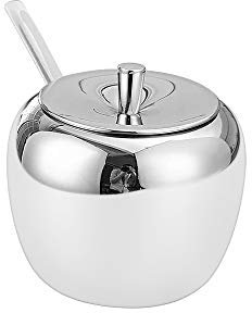 SUS304 Edelstahl-Zuckerdose, für Gewürze, mit Deckel und Löffel für Salz Zucker Kaffee Tee Kräuter