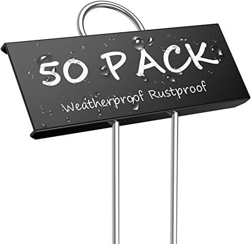 STARTOSTAR Plant Labels for Outdoor Plants 50 Pcs, Metal Garden Markers Tags 9x3 cm for Vegetables, Herbs, Flowers, Seedlings, Reusable & Weatherproof (Black)