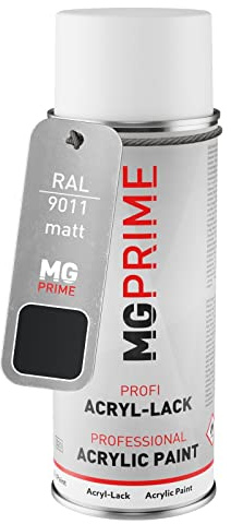 RAL 9011 Noir graphite / Graphite black mat, bombe de peinture acrylique | bombe aérosol 400 ml, à séchage rapide