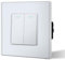 BSEED Electrical Wall Light Switch,Rocker Button wih LED Backlight,10A Toggle On/Off,Glass faceplate, Horizontal & Vertical Mounting,2 Gang 1 Way,86mm White