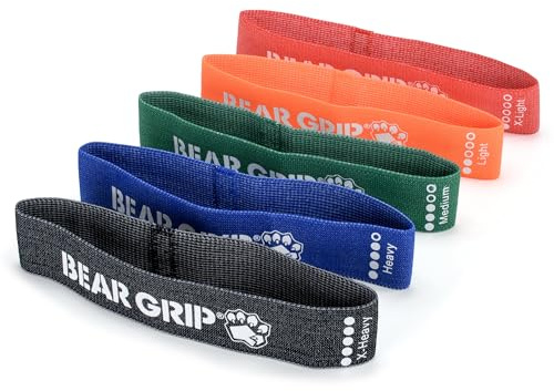 BEAR GRIP Übungsband für Beine, Gesäßmuskeln und Arme, mit 5 verschiedenen Widerständen