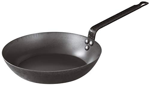 BelleVie Black Carbon Steel 16-gauge Browning Frying Pan. Dia. 12 1/2 x H 2 1/4.
