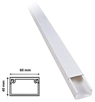 TOT Electric Canaline di varie dimensioni per cablaggi in plastica passacavi bianco coprifili a parete con copertura ottima qualità (Misura 60x40 mm)