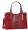 OBC Made IN Italy Damen Echt Leder Tasche Kroko-Prägung Business Shopper Wildleder Schultertasche Handtasche Ledertasche Umhängetasche (Bordo)