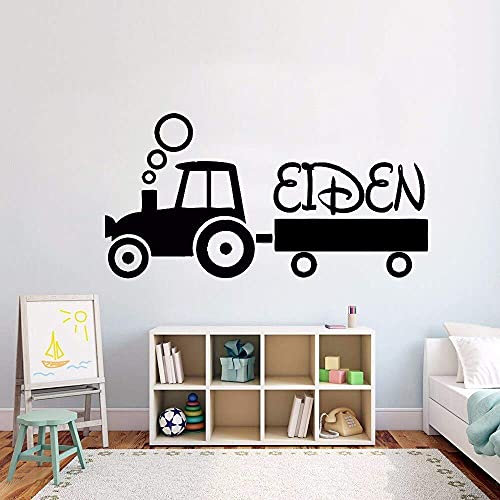 Kinder Traktor Personalisierte Name Wandaufkleber Teen Room Dekoration Angepasste Name Vinyl Wandaufkleber Design Traktor Vinyl Kunst 82 * 42Cm