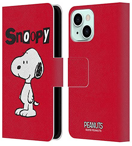Head Case Designs Licenza Ufficiale Peanuts Snoopy Personaggi Custodia Cover in Pelle a Portagoglio Compatibile con Apple iPhone 13 Mini