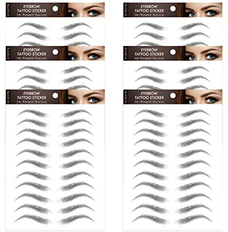 6 Blatt 4D Augenbrauen Tattoo Augenbrauen Sticker Augenbrauenaufkleber Augenbrauentattoo 4d Augenbrauentattoo Aufkleber Waterproof Augenbrauensticker Authentic Tattoo Brow für Frauen und Mädchen