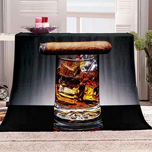 Kuscheldecke flauschig Flanell 130x150cm 3D Zigarren Whisky Gedruckte Fleecedecke Weich Decken Mikrofaser Wohndecke Tagesdecke Dicke Sofadecke & Couchdecke Decke Sofa & Bett, für Kinder
