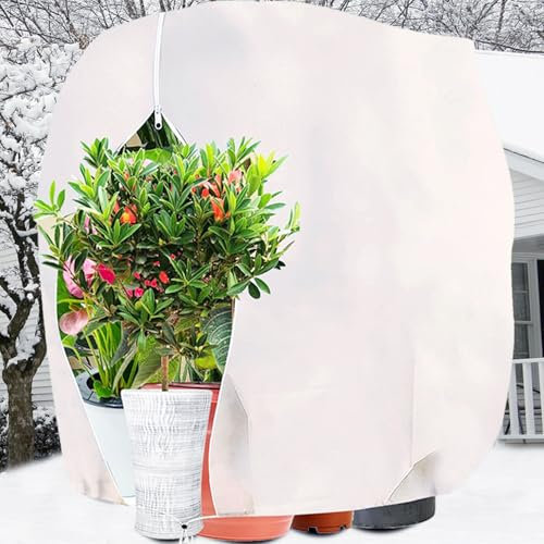 PHUSTJKL Winterschutz für Pflanzen 200x240cm Winterschutz für Kübelpflanzen Frostschutz, Atmungsaktiv Wiederverwendbar Pflanzenschutzhaube mit Reißverschluss Zugband für Balkonpflanzen-Weiß, 1 Stücke