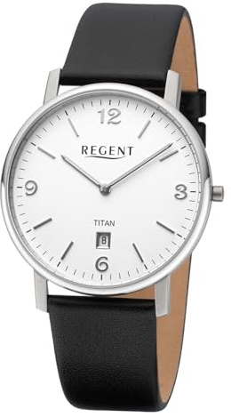 REGENT Titan Herrenuhr Elegante Armbanduhr mit Lederarmband, wunderschöne Geschenkidee für Männer, 11190198